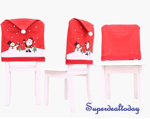 10Pieces Christmas Decor Chair Cover Xmas Santa Snowman Party Dining Chair Cover - Picture 6 of 7