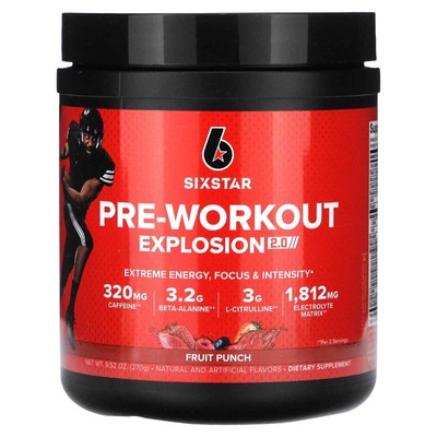2 X SIXSTAR, Pre-Workout Explosion 2.0, Fruit Punch, 9.52 oz (270 g)