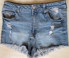 WAX JEAN, LOS ANGELES, BLUE DENIM CUT OFF SHO...