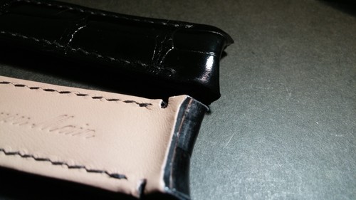 Genuine Montblanc Villeret 1858 SHINY Black alligator, 22/20mm padded, curved - Picture 3 of 5