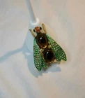 Capri Fly Insect Brooch Enamel Amber Paste Signed Vintage Costume Jewelry