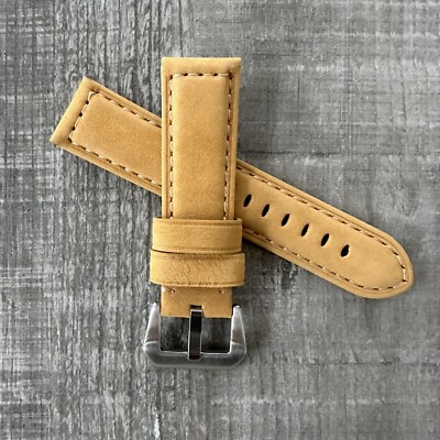 For OFFICINE PANERAI PAM 22mm Tan Brown Leather Watch Strap Band