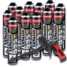 12 Sprüh Dämmung je 890ml Fassaden, Dach, Wohnmobil, Haus, Bungalow + Pistole