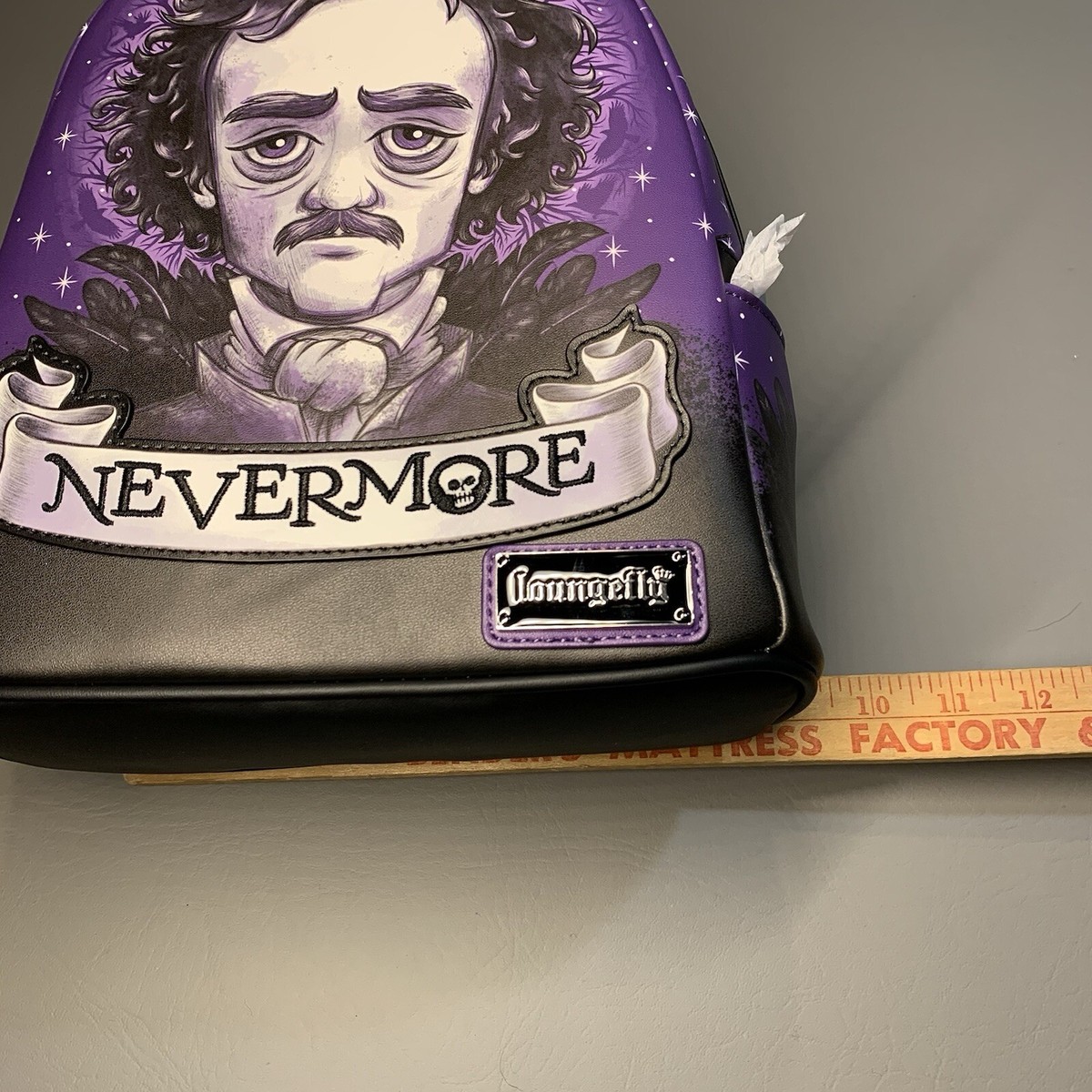Loungefly Edgar Allen Poe Portrait Mini Backpack Nevermore Raven Bag BAM NWT Loungefly Edgar Allen Poe Nevermore mini | Mercari main image 2