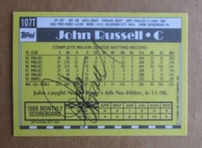1990 TOPPS TRADED BASEBALL JOHN RUSSELL #107 AUTOGRAPH SIGNED CARD TEXAS RANGERS