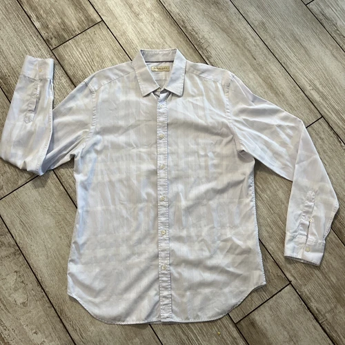 Men's Burberry London Button-Up Shirt Lavender Plaid Size 16 1/2 - 42 EUC