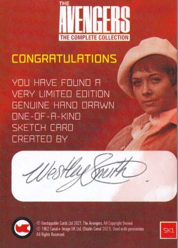 TARJETA DE BOCETO COMPLETA DE LOS VENGADORES SERIE 3 - WESTLEY SMITH "TARA KING" 1/1 - Imagen 2 de 2