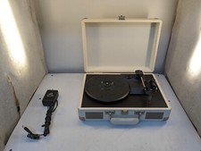 Heyday White Suitcase Record Player HTT45 BT IN/Out, Aux In, Phono