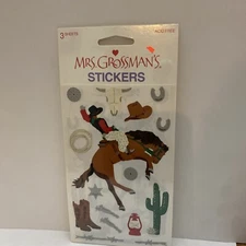 Mrs. Grossman's Wild West 3 Sticker Sheets NIP Horse Cactus Boots Barb wire