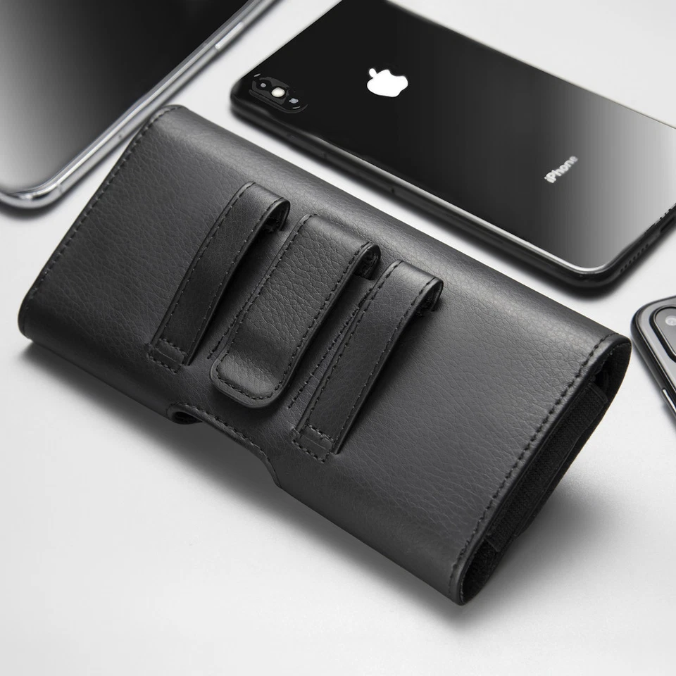 PU Leather Phone Case Pouch with Belt Clip Loop Holster Carrying Cover 3 Sizes - Image 4 of 4