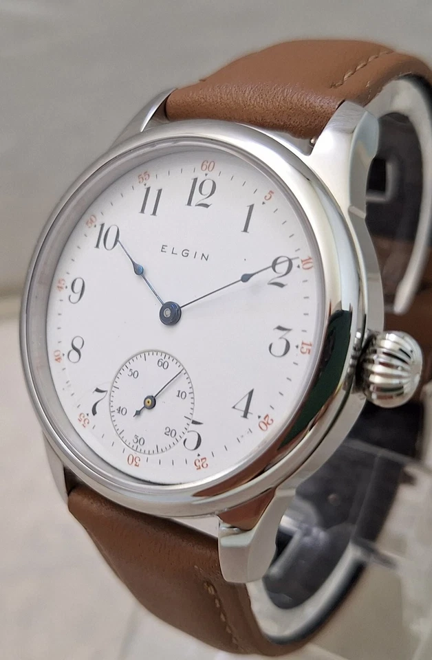 Reloj Pulsera Elgin Vintage 6s Bolsillo Matrimonio Conversión 40mm SS Año 1912