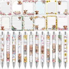24 Pcs Highland Cow Sticky Notes with Pens