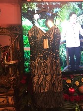 Lipsey Michelle Keegan 14  sleeveless black lace dress beige  new tags RRP £78