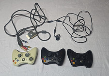 Xbox 360 Accessories Bundle 3 Wireless Controllers Play  Charge Cable AV