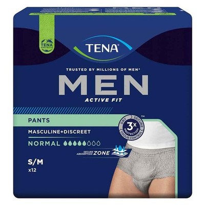 TENA  MEN ACTIVE FIT Pants Normal grau S/M bei Inkontinenz · 12 St · PZN 1798164