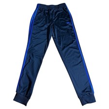 Adidas Kids Track Pants Black-Blue Stripes Size L 14/16