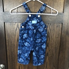 Vintage OshKosh B'gosh Blue Floral overall jumpsuits 12m USA