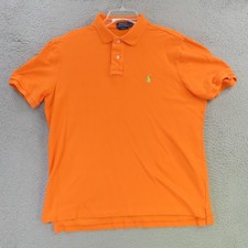 Ralph Lauren Polo Shirt Mens Large Orange Short Sleeve Green Pony