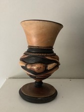 hand turned wooden vase vtg approx 9 tall, approx. 5 wide BEAUTIFUL RUSTIC