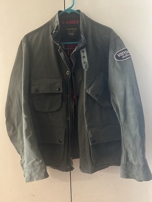 Vanson Waxed Motorcycle Jacket Men s Medium Color Olive