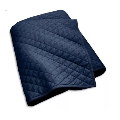 Ralph Lauren Modern Equestrian Cromwell Quilted Full Queen Coverlet Navy Blue