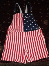 Patriotic Mens Size 3xl Bib Overalls Red White Blue Stars Stripes