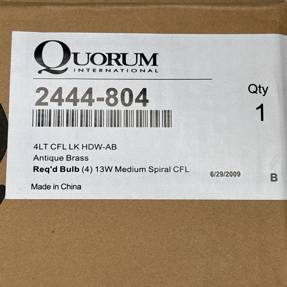 Quorum International 2444-804 Latón 4 Bombillas Ventilador Fluorescente Kit de Luz 13W CFL Foto 4 de 4
