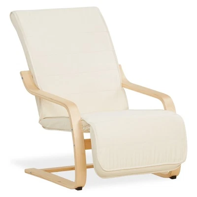 Fauteuil relax avec repose-pieds Chaise longue Naturel relaxant bois Homestyle4u - Photo 1/4