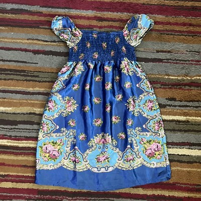 Vtg Wet Seal Tunic Dress Women's Size Large Blue Satin Floral Y2K 90s  Babydoll | eBay