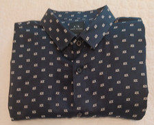 Armani Exchange Men's Blue Geometric Micro-Print Dress Shirt Size Large