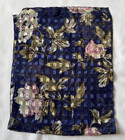 Women’s Vtg Large Oversized Scarf Shawl Navy Gold Floral Design 13 x 72 Long — photo 4