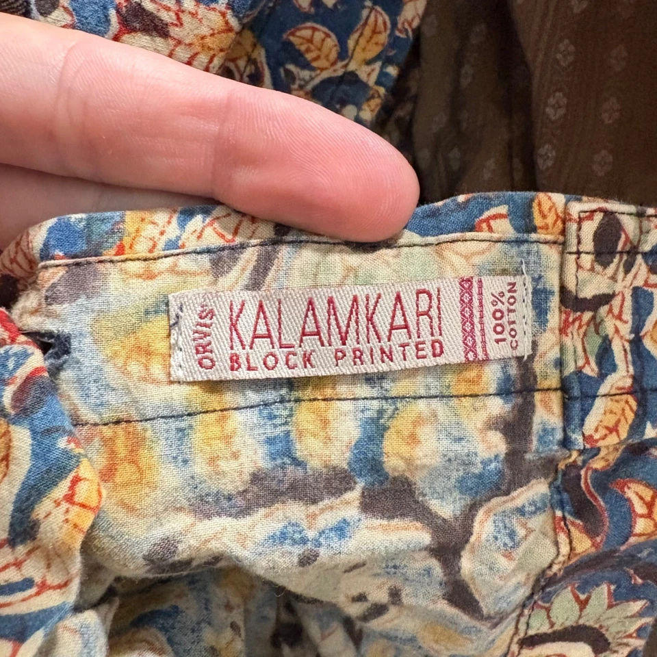 Camisa de campamento floral estampada en bloques Orvis Kalamkari para hombre algodón mediano Foto 4 de 4