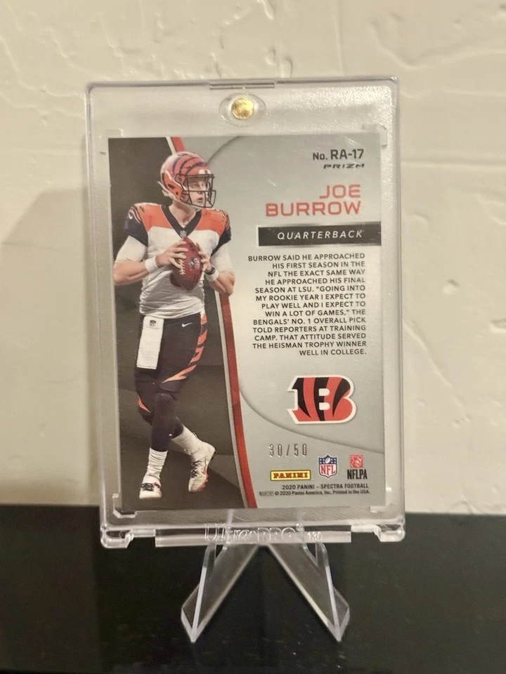 2020 Panini Spectra Rookie Aura Joe Burrow /50 No Huddle Disco SP SSP CLEAN - Image 2 of 2