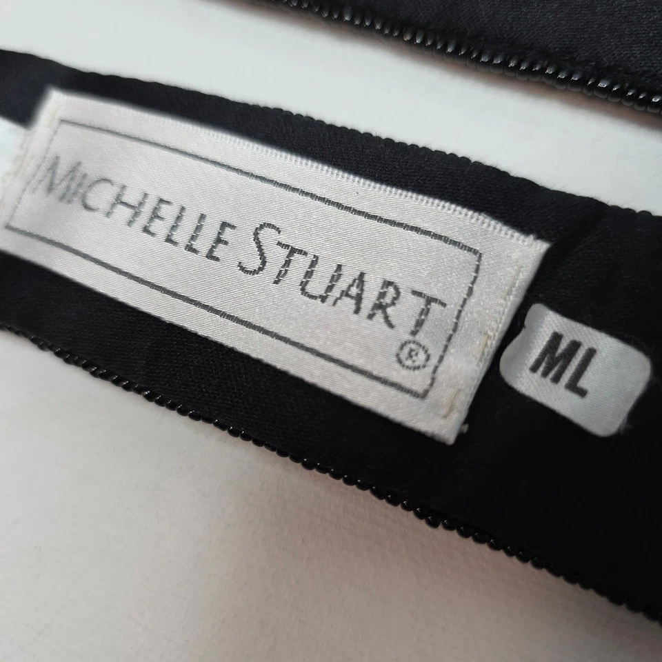 Michelle Stuart Vintage Black Beaded Embellished Gemstone Belt ML Golden Girls - Image 2 of 4