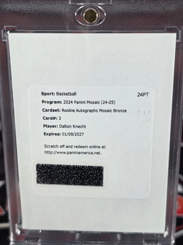 DALTON KNECHT /75 ROOKIE BRONZE AUTO AUTOGRAPH 2024-25 PANINI MOSAIC #3 LAKERS 1