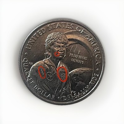 2022 Dr. Sally Ride Quarter errors ''IN COD''   3 Suit Dots, Drooling, Tags Faded