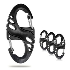 12 Pack 2" Carabiner Clip Plastic S Clips Paracord 1" x 2", Black