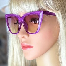 Candy Color Glittering Cat Eye Sunglasses - Pretty Purple