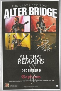 Ater Bridge autographed concert poster Scott Phillips Mark Tremonti Myles