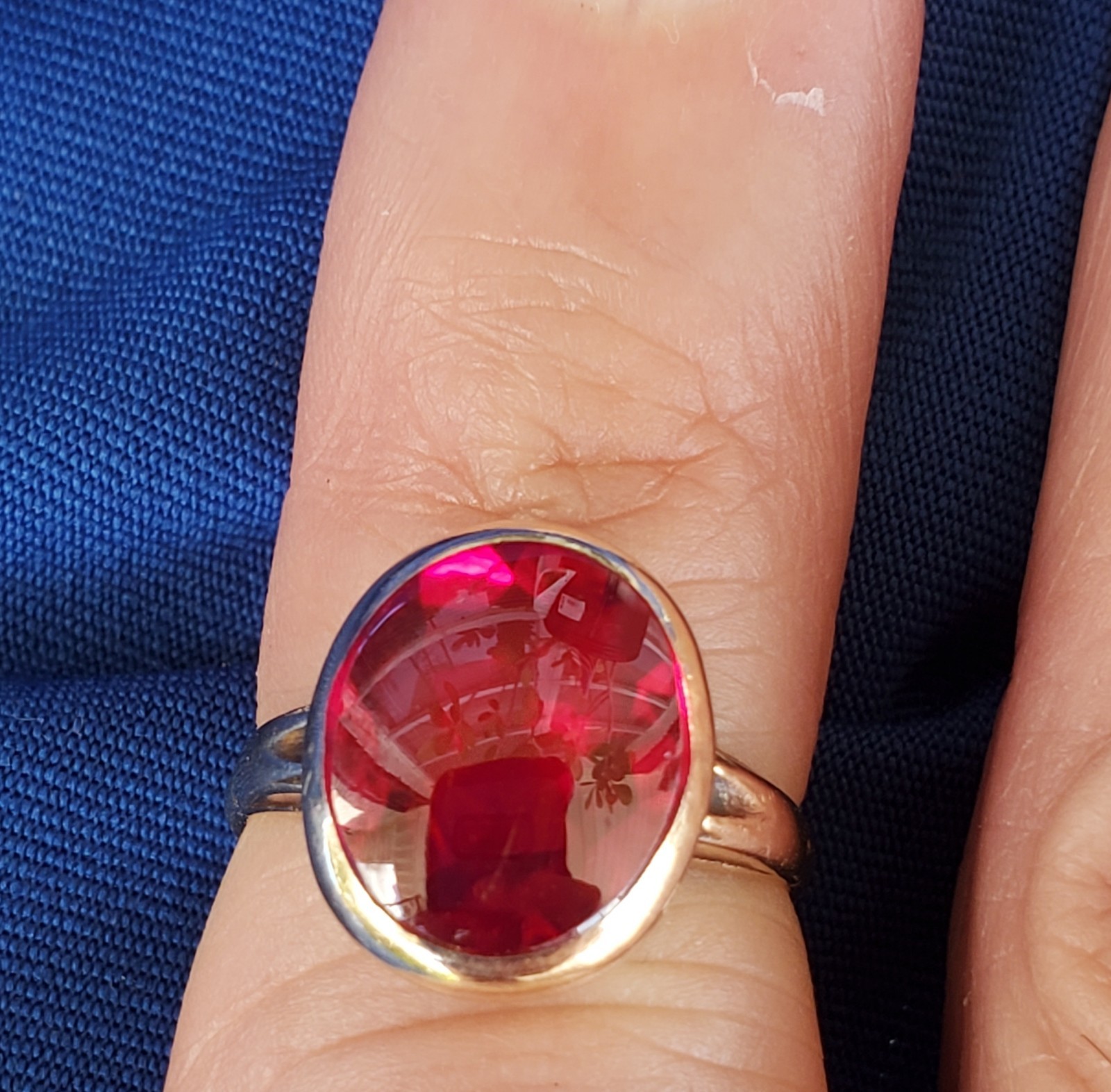 Vintage Deco Lab Created Ruby Solid 14k Rose Gold… - image 10