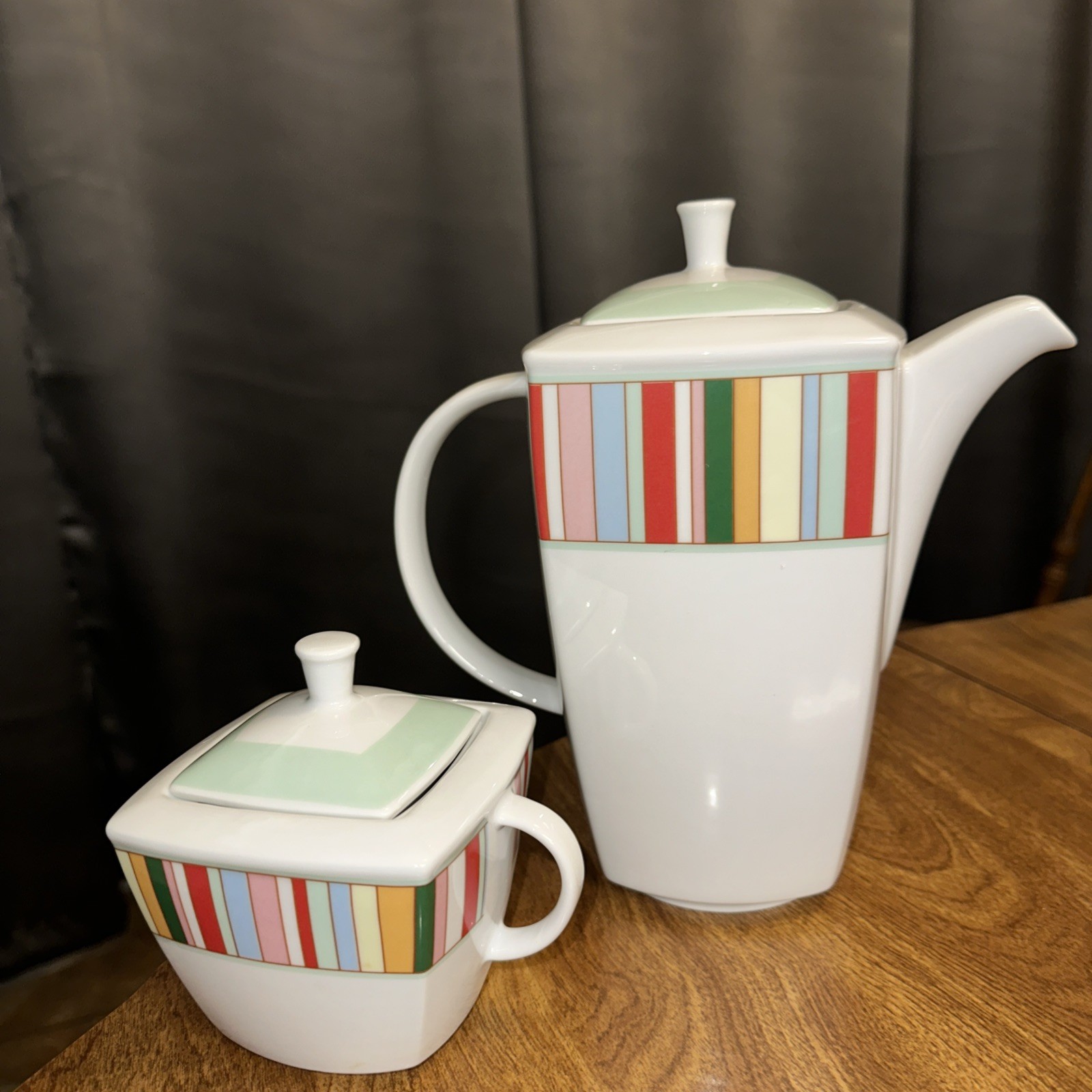 Vintage Lubiana Poland Creamer and Sugar Bowl Set Hand Painted