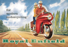 Royal Enfield Motorrad 1960 Retro Paar Fahrer Poster - 16x12/20x16/24x18/36x24