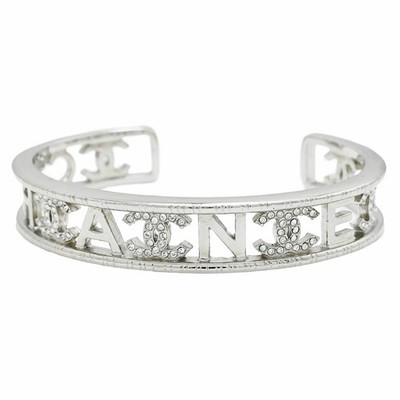 CHANEL CC Logos Rhinestone Bangle Bracelet6.3