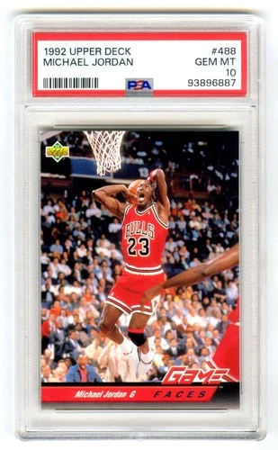 MICHAEL JORDAN~1992 UPPER DECK GAME FACES PSA-10 GEM-MT HOT GRADED NBA CARD #488