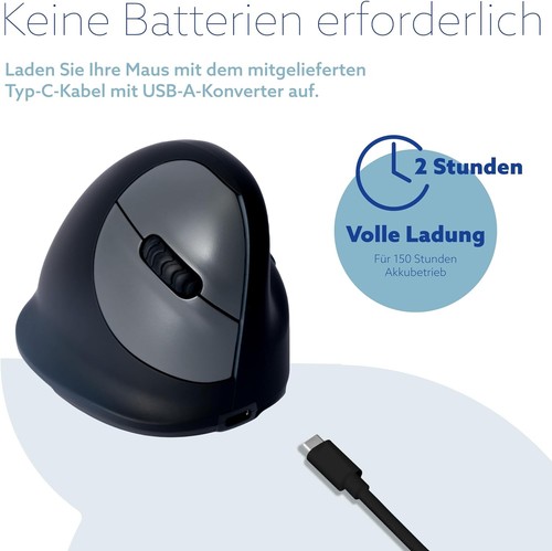 R-Go HE Break Ergonomic Mouse, For big hands, With Anti-RSI Software, Silent cli - Picture 6 of 8