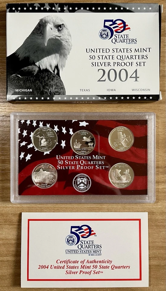 2004-S & 2005-S 50 State Quarter Silver Proof Coin Sets. 1.82 Troy Ounces! - Image 2 of 4