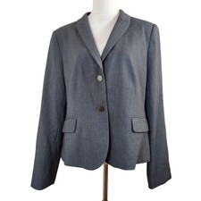 Calvin Klein Blazer Womens 16 Charcoal Gray 2 Button Career Office Jacket NWT