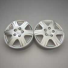 2x 15 Inch Silver Wheel Covers Hubcaps 5 Lug Universal Snap On Abs Pair Plastic