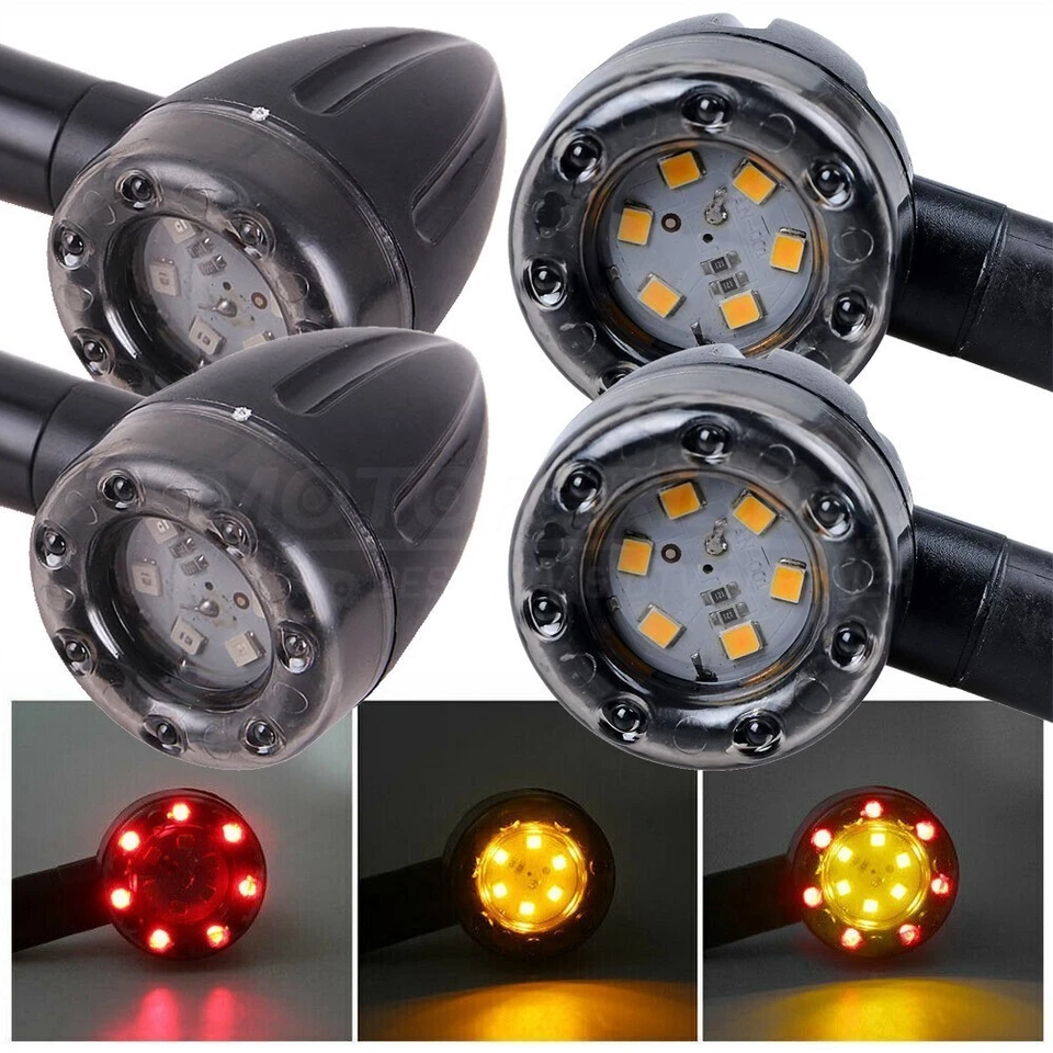 4Pcs Motorcycle 12V LED Bullet Brake Blinker Turn Signal Tail Light General Foto 4 de 4