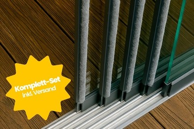 Alu-Winddichtprofil-Sets 230 cm Windschutz für 10 mm ESG Schiebetüren